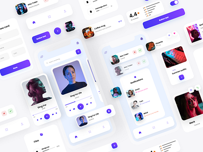 Music & Social App UI Components app app design blog colors components creative design dribbble hello dribbble ios music music app music player social ui uidesign uiux ux uxdesign uxui