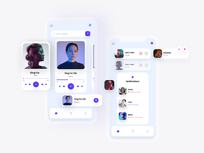 Music & Social App UI Components - iOS app app design blog blog design colors components creative creative design design dribbble ios music music art music player social ui uidesign uiux ux uxdesign