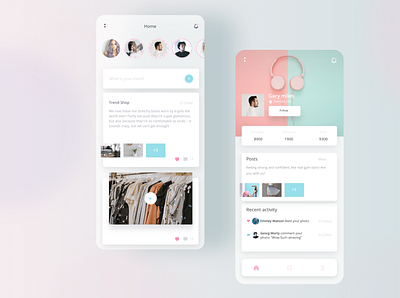 Social App UI adobexd app app design blue colors creative design dribbble ios minimalist mockup pink social story ui uidesign uiux ux uxdesign uxui