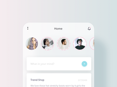 Social App UI - Home Screen adobexd app app design colors design dribbble home ios posts profile social story ui uidesign uiux ux uxdesign uxui