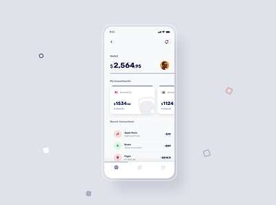 Wallet App app design investment ios minimalist mobile money payment ui uidesign uiux ux uxdesign uxui