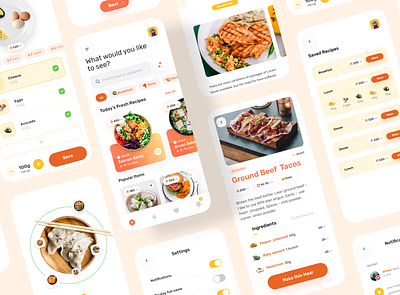 Food Recipes and Calories Calculation App app calories cook counter design dish food ios meals recipe recipes ui uidesign uiux ux uxdesign uxui