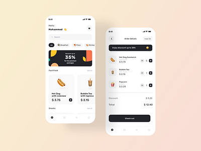 Food Delivery App 🌭 app cart delivery design food food app food design restaurant ui uidesign uiux ux