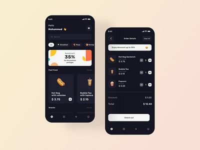 Food Delivery App 🌭 - Dark Mode