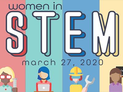 Women in STEM branding design flat icon illustrator