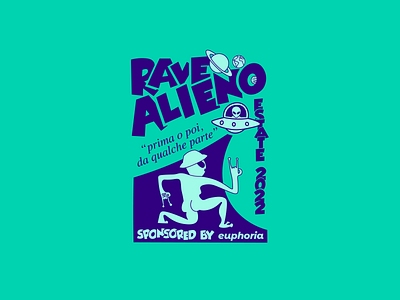 alien rave party 2022 alien green illustrator locandina party rave