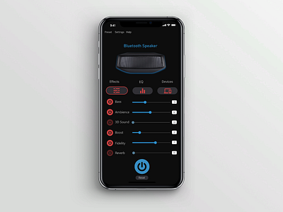 Bluetooth Speaker Control App adobe adobexd appdesign apple bluetooth graphicdesign ios iphone settings speaker ui uiux