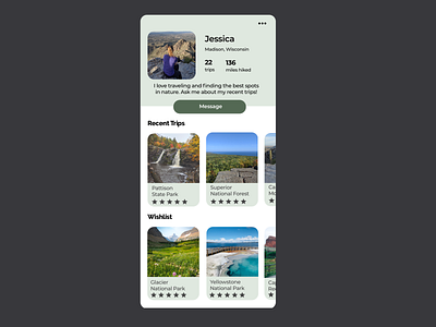 Daily UI 006 User Profile dailyui dailyui 006 green hiking nature profile sketch ui