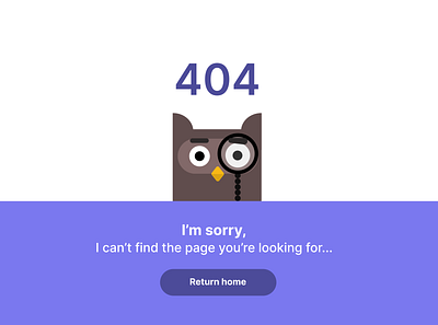 Daily UI 008 Challenge 404 page dailyui dailyui 008 design figma illustration monocle owl ui