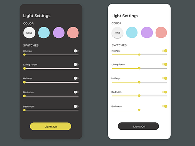 Daily UI 015 On/Off Switch app colors colorscheme dailyui dailyui015 dailyuichallenge darkmode design figma lightmode mobile mobile ui ui