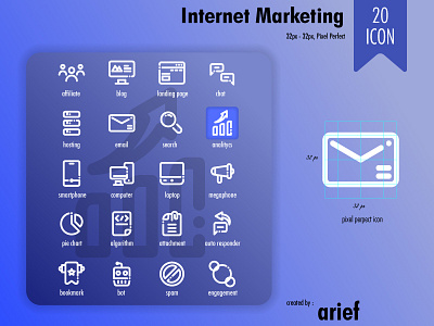 Internet Marketing-Line style-32px artboard design flat icon illustration illustrator ui ux website