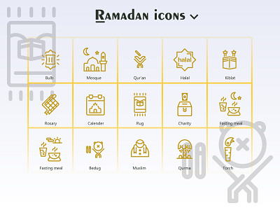 Ramadan icon style line artboard 64px flat icon ui ux vector web website