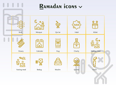 Ramadan icon style line artboard 64px