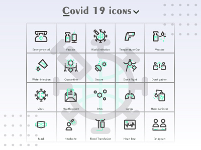 Icons Covid 19 Line Style flat icon iconography illustration ui ux vector website