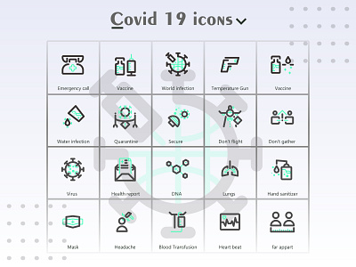 Icons Covid 19 Line Style