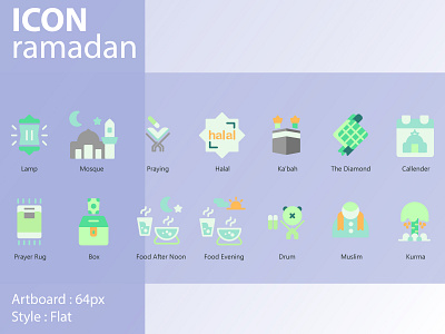 Preview Ramadan Flat 64px flat icon illustration illustrator ui vector web website