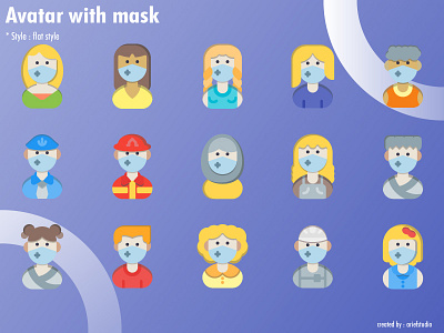 Avatar with mask - flat style icon app flat icon illustration illustrator ui ux vector web website
