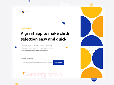 Fashionista App coming soon page coming soon design figma landing page uidesign uiux