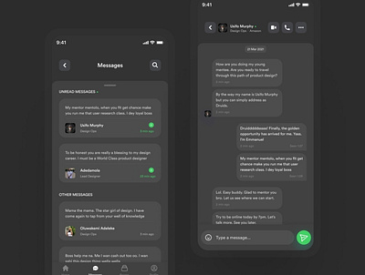 Mentrix messages screen dark app app design design figma mobile ui ui ui design uidesign uidesign uxdesign uiux figma uiux
