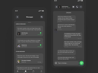 Mentrix messages screen dark