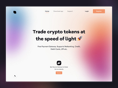 Crypto trade landing page design