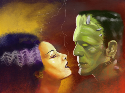 Universal Love art artist artwork bride of frankenstein cinema classic cinema design frankenstein halloween illustration illustrator love movies oil pop culture portrait spooky universal monsters