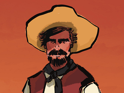 Western Thick art artist artwork comic cowboy design hat illustration illustrator portrait sunset thick western
