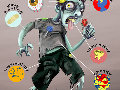 Sugar Zombie cartoon character design childrens book childrens illustration illustration infographic scientific illustration