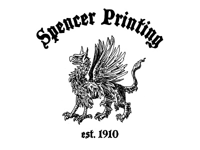 SpencerPrintingGriffinLogo 1910 branding design griffin icon illustration illustrator logo printing printing design printshop screenprint spencerprinting typogaphy