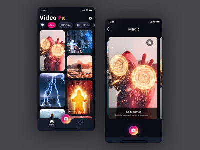 Video Fx app design ui video