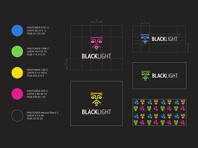 Blacklight Branding / Logo Design aborigines mask black light event brand mark branding identity logo guidelines logotype design modern identity