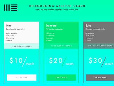 Daily UI #030: Pricing 030 ableton color daily ui flat pricing subscription ui ui design ux design