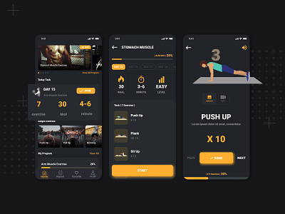 Workout cool cool design dark ui darkmode fitness health health app healthy mobile simple simple design sport ui ui deisgn ui design uiuxdesign ux workout yellow