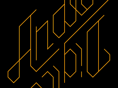 Analog—Digital analog commodore digital isometric lettering line monochrome orange script typography