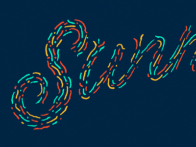Sunniva script colorful illustration lettering organic script texture