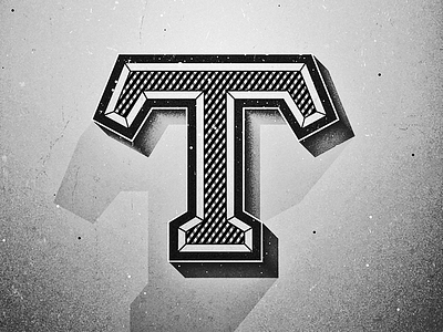 T greyscale illustration lettering t textures typography