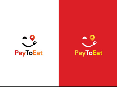 PayToEat App Logo eat food fork geolocation location logo pay restaurant smile