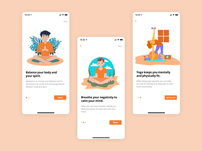 Meditation Onboarding calmness fitness illustration ios meditation minimial music peace relax spirit ui ux yoga