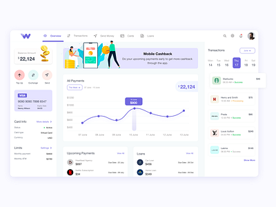 Card Dashboard banner card dashboard fintech graph illustration overview payment statistics ui ux