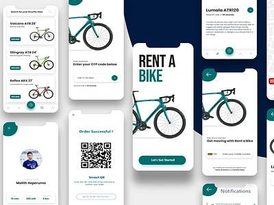 Bicycle Rental App UI bicycle bike design design art designer flat minimal rent typography ui uidesign ux uxdesign uxui vector