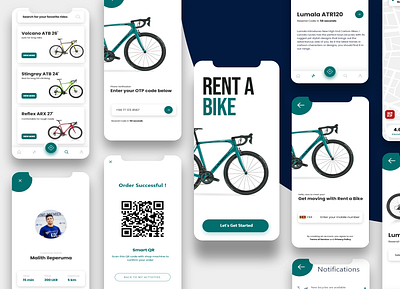 Bicycle Rental App UI bicycle bike design design art designer flat minimal rent typography ui uidesign ux uxdesign uxui vector