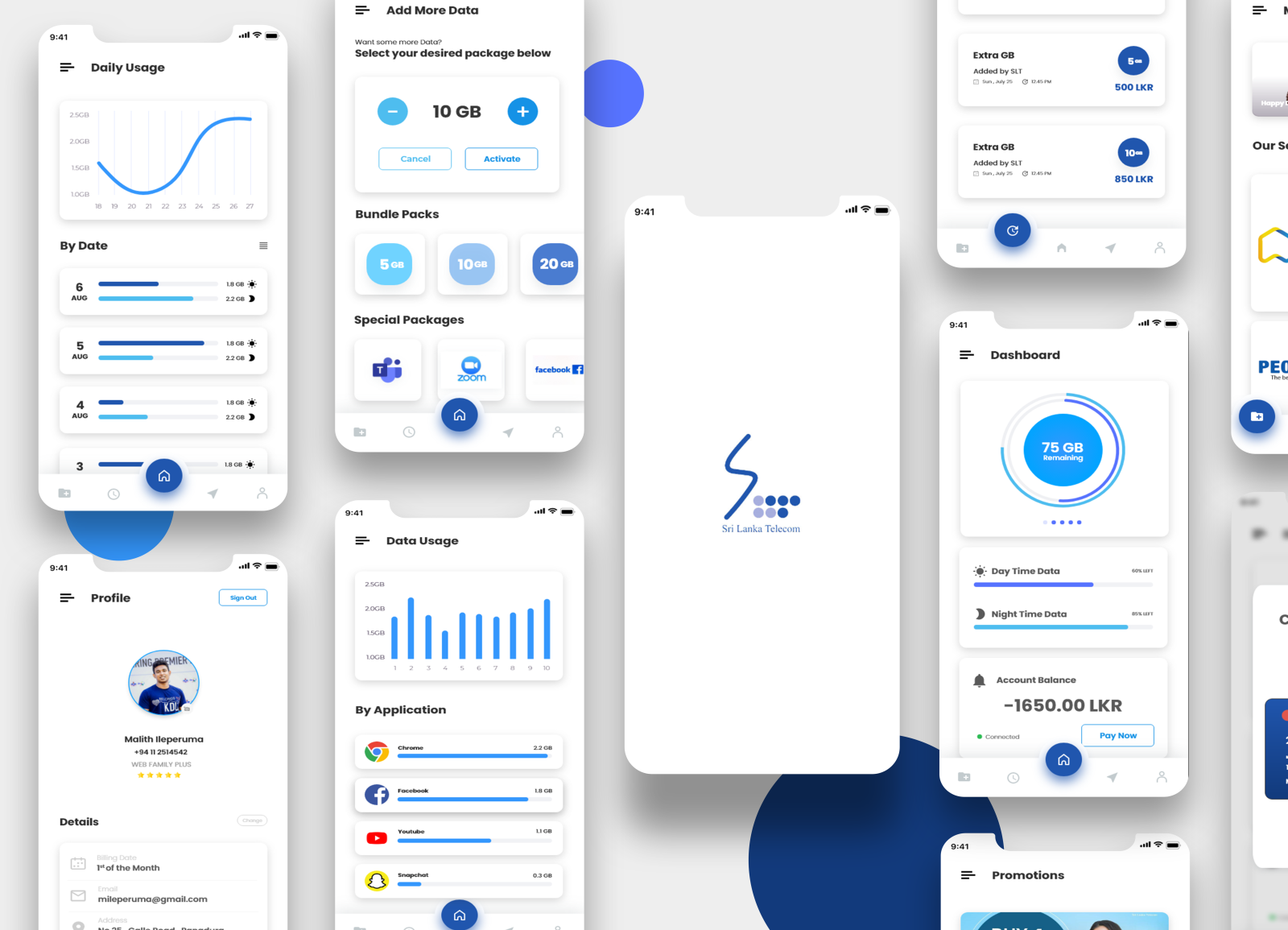 App Redesign of SriLanka Telecom MySLT App by Malith Ileperuma on Dribbble