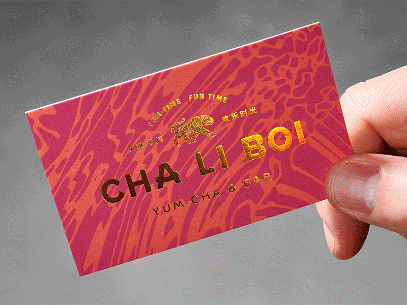 Cha Li Boi Business Card bar branding brand brand identity branding business card gold foil logo marble patten restaurant branding type typography