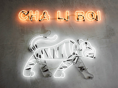 Cha Li Boi Neon bar branding brand brand identity branding business card logo neon patten restaurant branding signage type typography