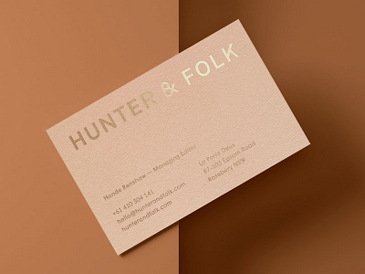 Hunter & Folk Business Cards branding business card gold gold foil logo logo design minimal modern logo