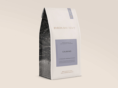 Byron Bay Tea Co. Refill Bag Mockup brand branding halftone logo minimal packaging tea logo tea packaging
