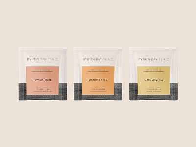 Byron Bay Tea Sachets Warm brand identity branding halftone logo minimal packaging tea bag tea logo tea packaging teabranding