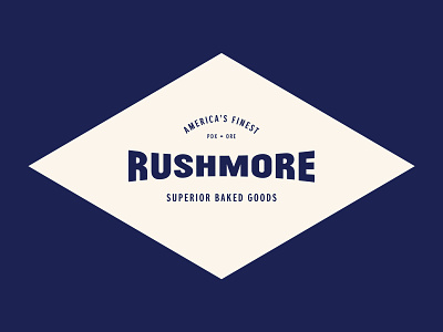 Rushmore Logo bakery logo blue and white branding craft beer diamond logo logo mid century mid century modern minimal type typography vintage badge vintage badges