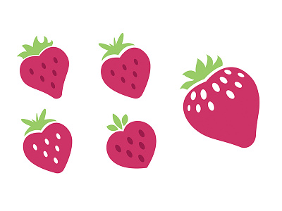 Strawberries cute food icons illustrations strawberry vector