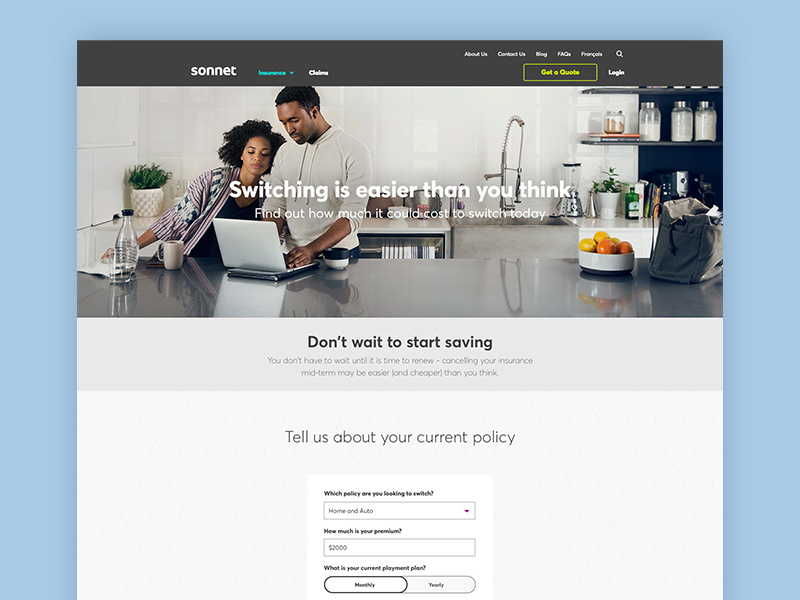 Sonnet - New Landing Page sonnet web visual design ux ui calculator product page minimalistic clean landing page